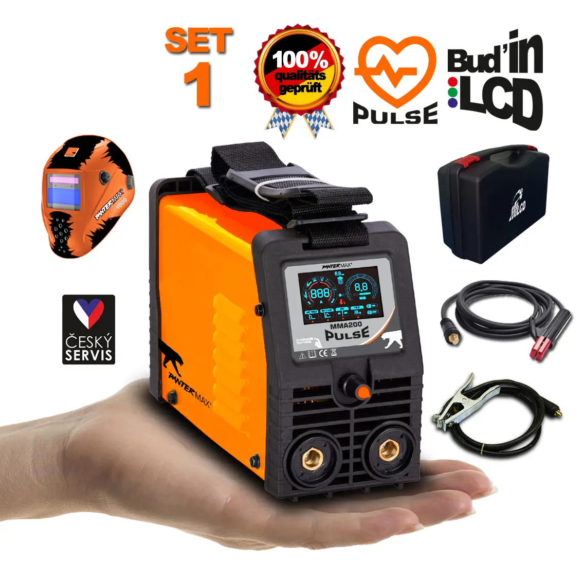 PANTERMAX Pulzní svářecí invertor MMA200pulse SET1 (MMA/TIG) PMMMA200PULSE_S01