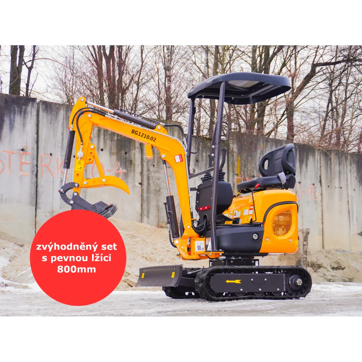Minibagr Baugarden BG1210.02 zvýhodněný set s pevnou lžíci 800mm 8001BG121002KUSET01
