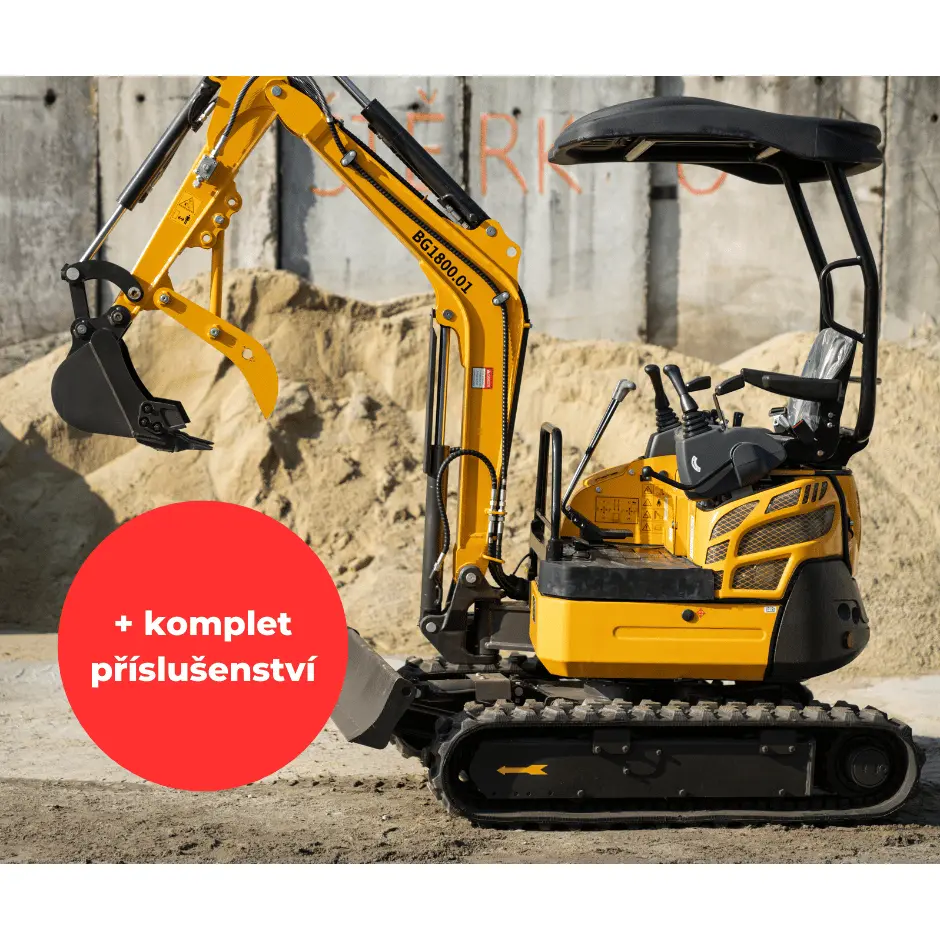 Minibagr Baugarden BG1800.01 zvýhodněný set s pevnou lžíci 1000mm 8001BG180001KUSET01