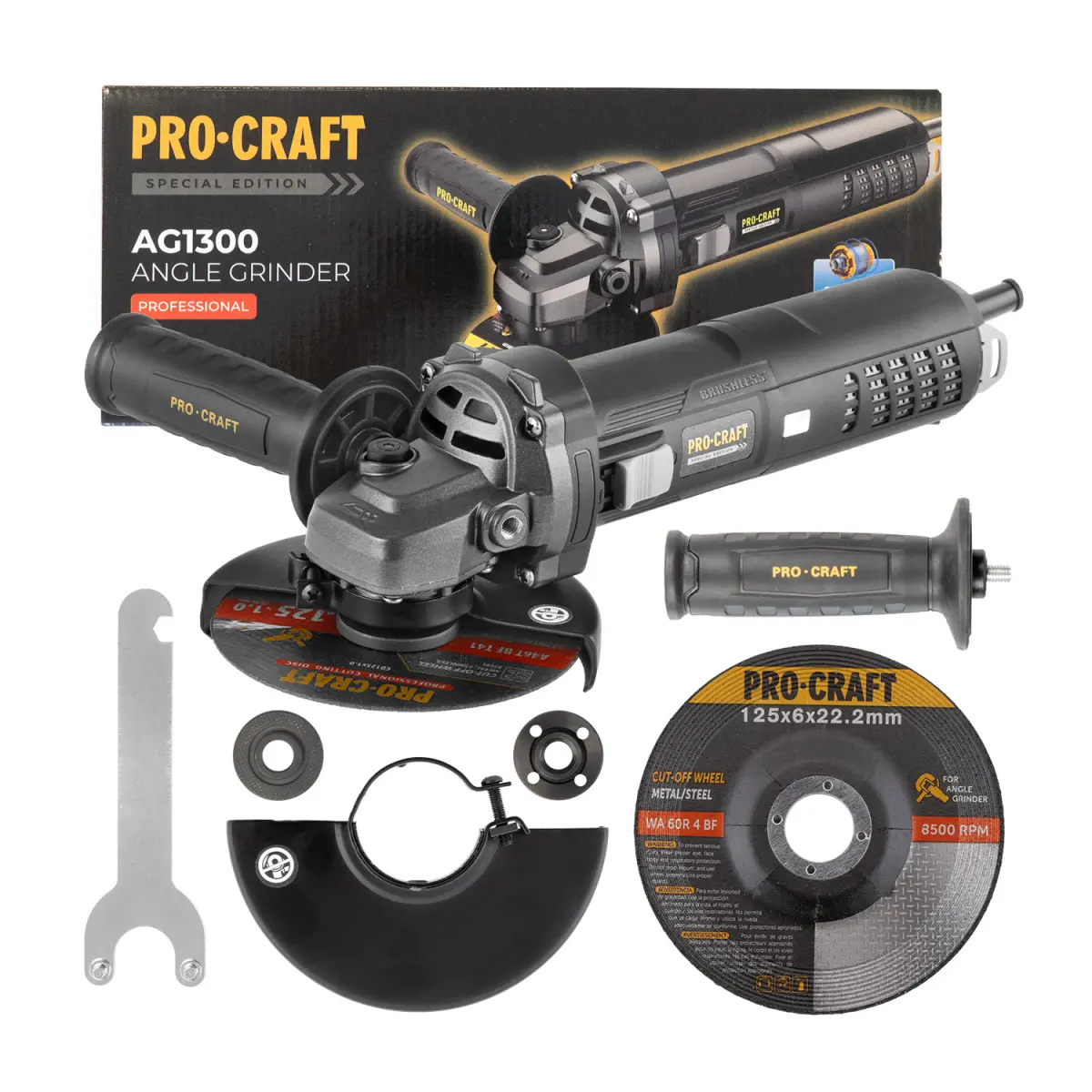 Procraft industrial Úhlová bruska AG1300 Procraft Special BLACK Edition 1300 W AG1300