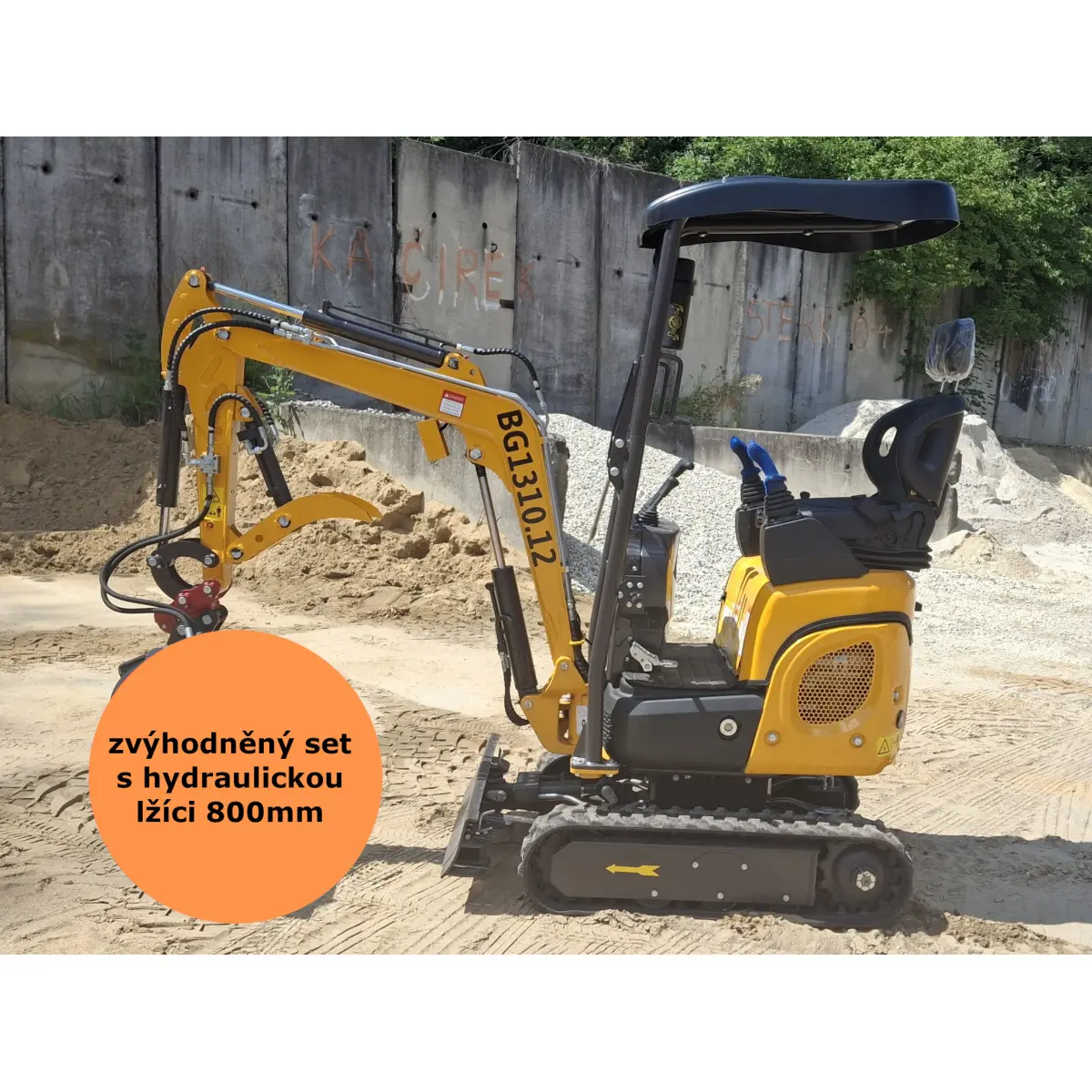 BAUGARDEN Minibagr BG1310.12 Přidržovací palec hydraulický zvýhodněný set s hydraulickou lžíci 800mm 8001BG131012KUSET02
