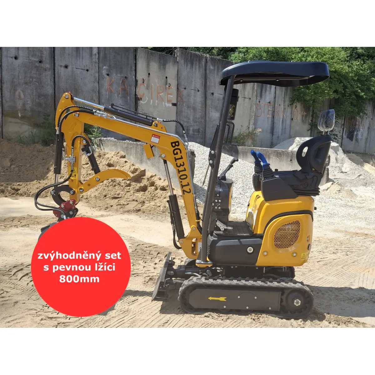 BAUGARDEN Minibagr BG1310.12 Přidržovací palec hydraulický zvýhodněný set s pevnou lžíci 800mm 8001BG131012KUSET01