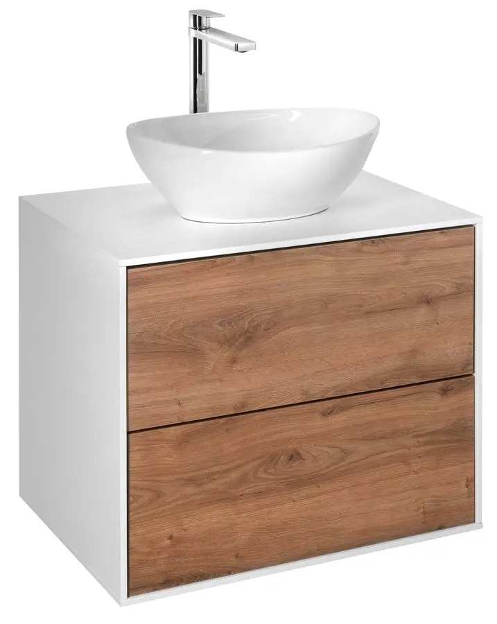 AQUALINE ZANYA umyvadlová skříňka 60x50x46cm, bílá mat/dub emporio ZA260