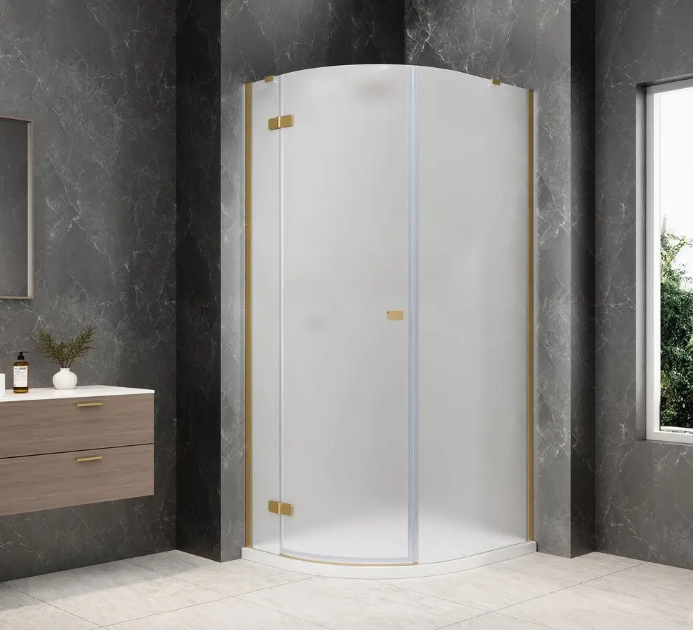POLYSAN GLOBE GOLD MATT čtvrtkruhový sprchový kout 800x900, matné sklo, levé GB2890MLG