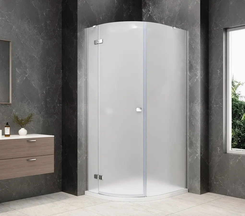 POLYSAN GLOBE CHROME čtvrtkruhový sprchový kout 800x1000, matné sklo, levé GB2810MLC