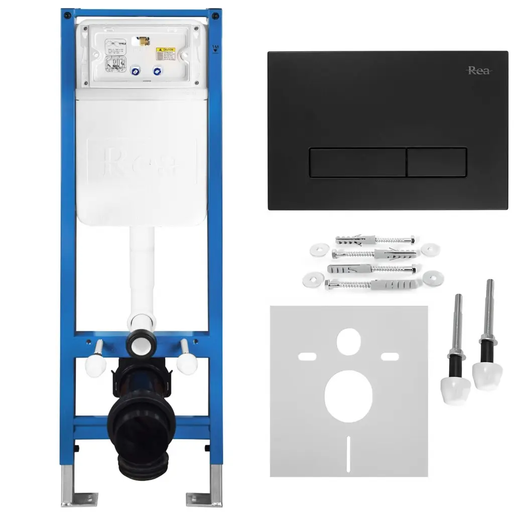 REA Podomítkový Instalační Set Slim 024N pro WC s Tlačítkem HD Black KPL-E1633