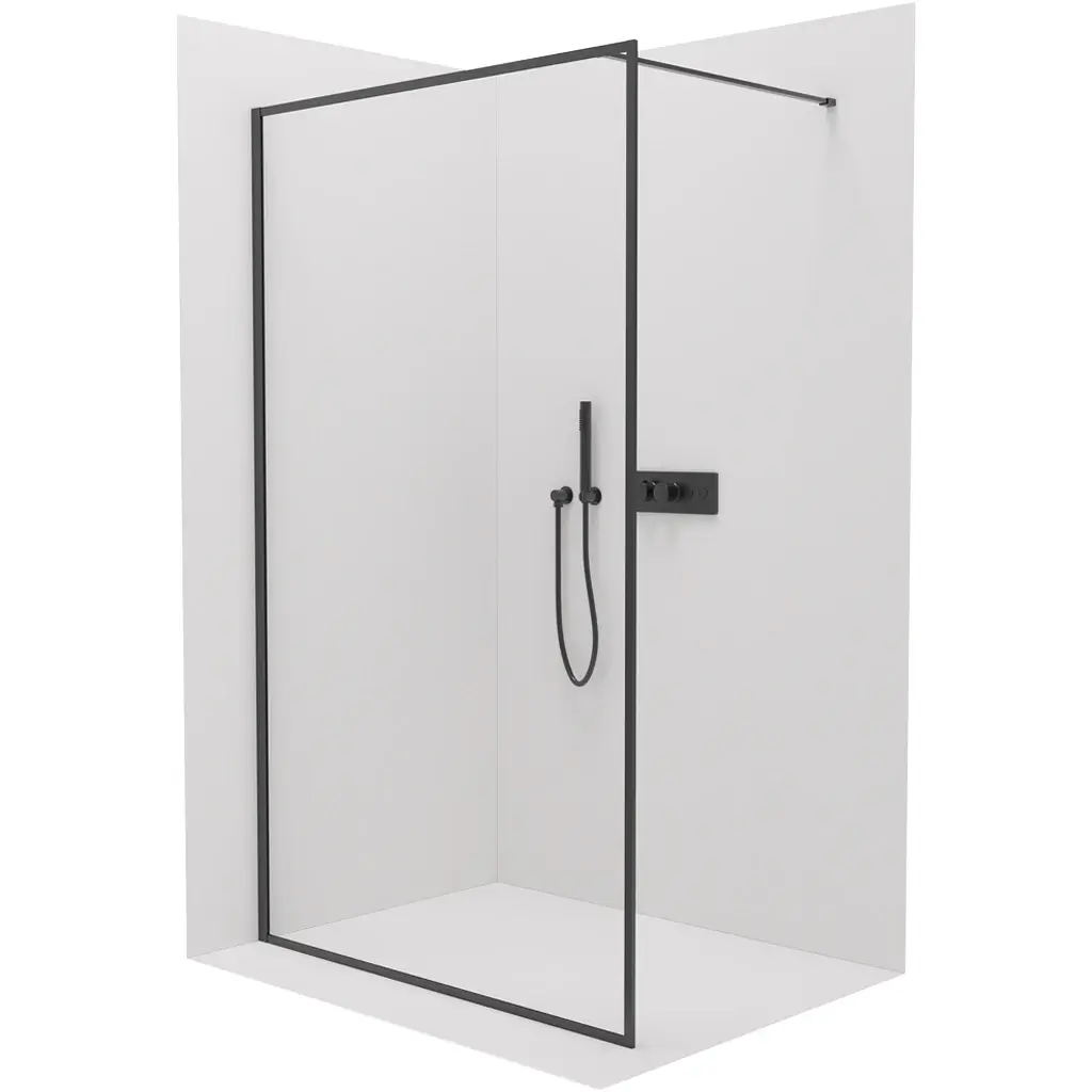 CERANO Sprchová zástěna Walk-in Moreli L/P 8 mm černá matná, transparentní sklo 120x200 CER-417620
