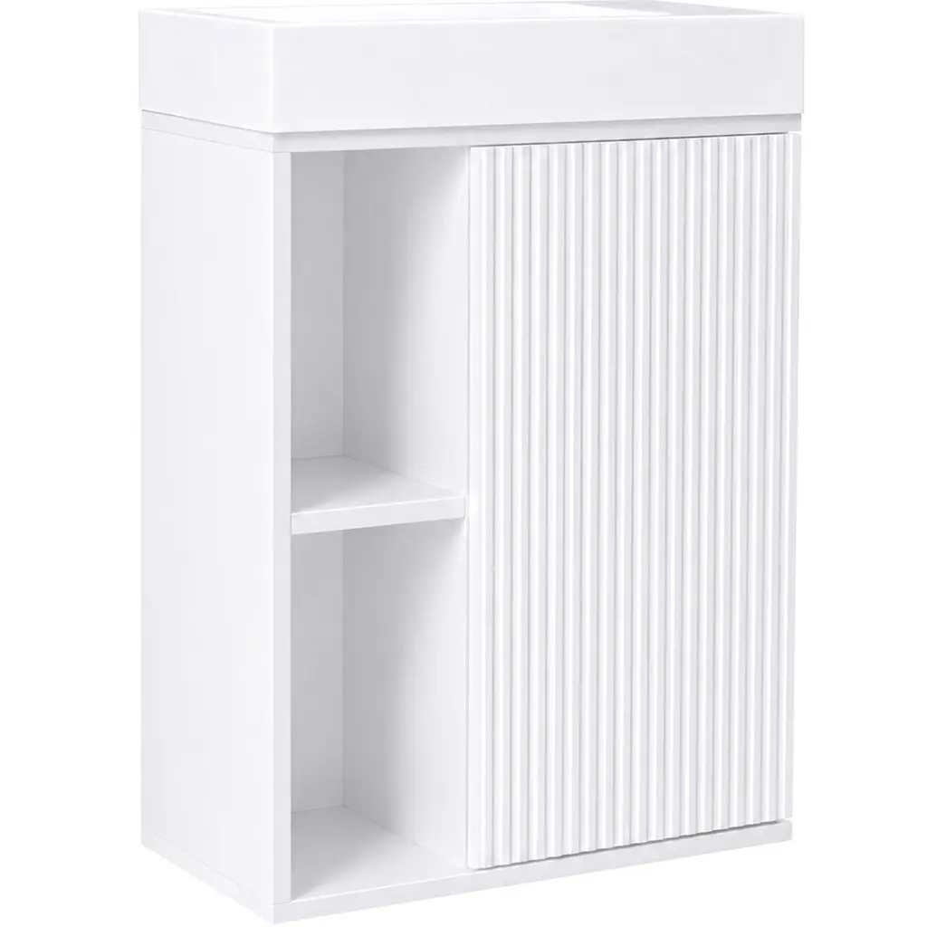 Umyvadlová skříňka pro WC Sofia - bílá matná + umyvadlo z lit. mramoru Sofia - bílá matná - 50x70x25 cm