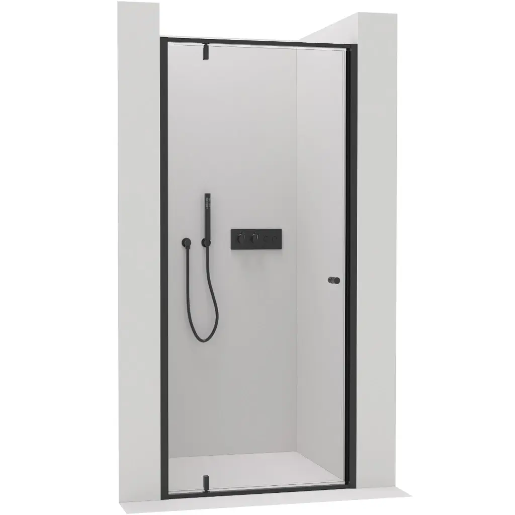 CERANO Sprchové pivotové dveře Ferri L/P 6 mm černá matná, transparentní sklo 90x195 CER-425635