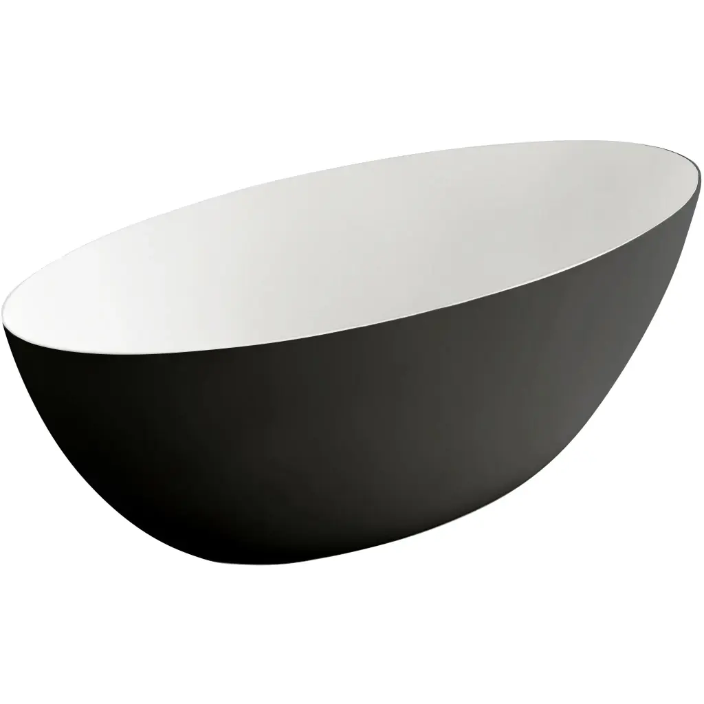 Vana z litého mramoru Emilia - volně stojící - černá matná/bílá matná - 180x85x55 cm