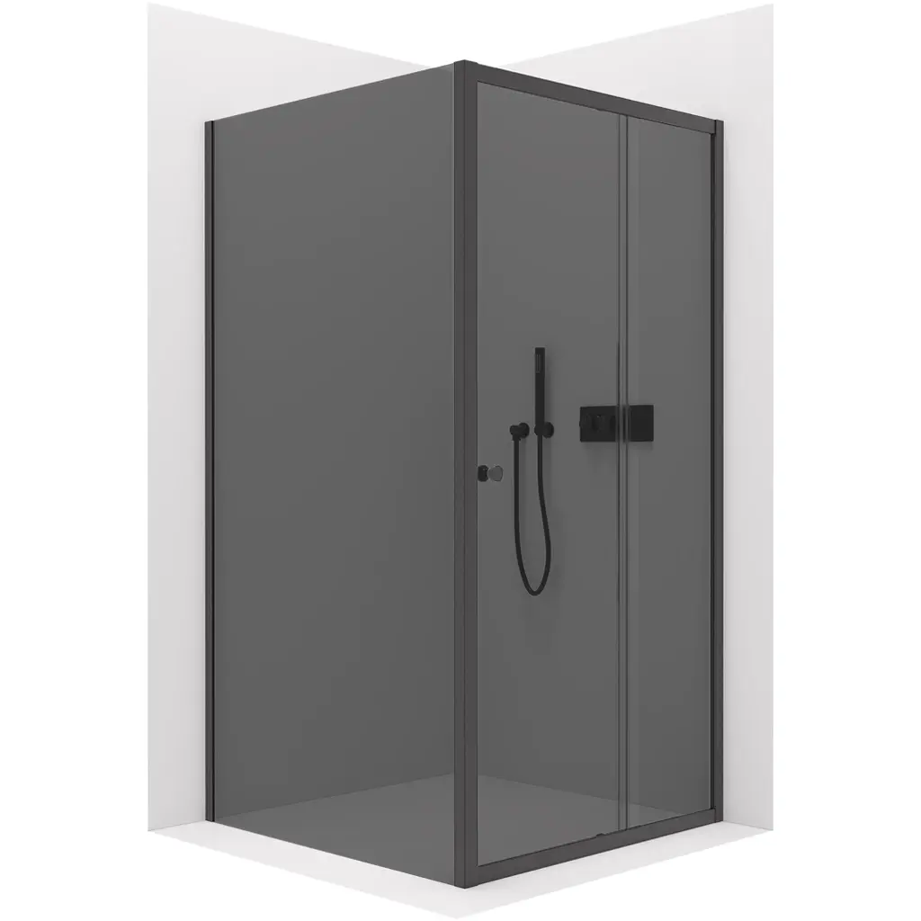 Sprchový kout Varone POINT L/P - 6 mm - černá matná, grafitové sklo - 100x100x195 cm - posuvný