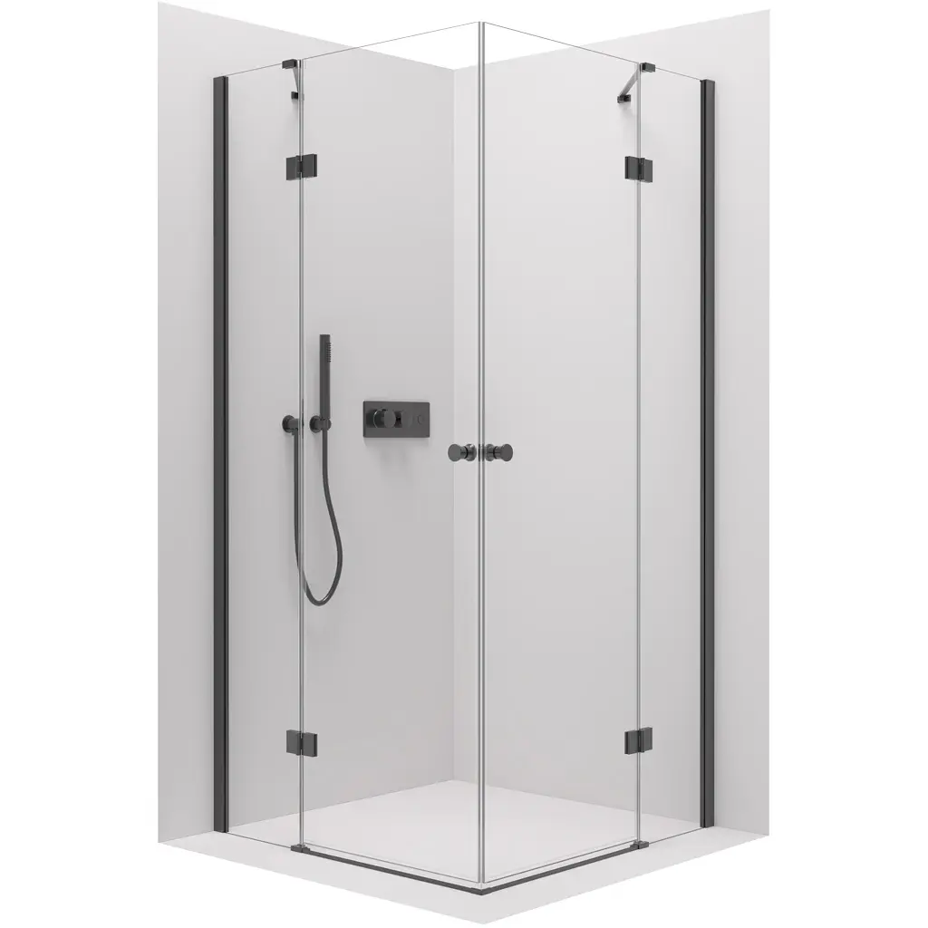 CERANO Sprchový kout Marino Duo L/P 6 mm černá matná, transparentní sklo 110x90x190 pantový CER-480205