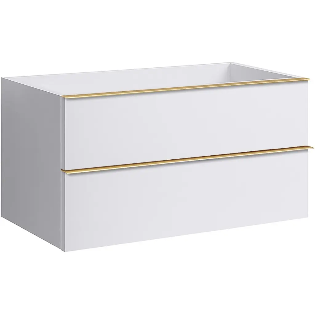 CERANO Koupelnová skříňka pod umyvadlo s úchytkou Velora bílá matná, zlatá úchytka 79x53x46,5 CER-664993