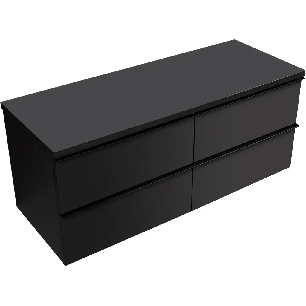 CERANO Koupelnová skříňka Velora černá matná, úchytka černá + deska pod umyvadlo Navira Pro 36 mm 160x56,6x46,5 CER-668567