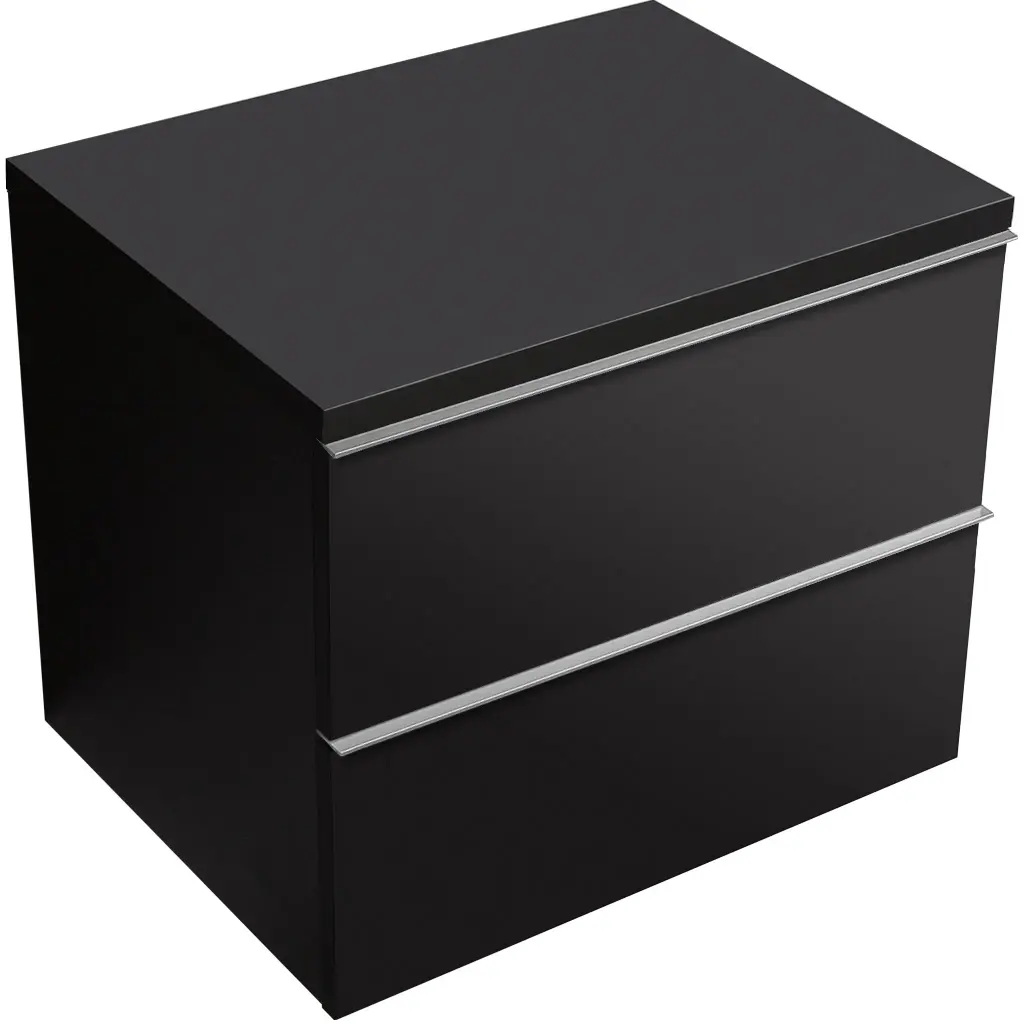 CERANO Koupelnová skříňka Velora černá matná, úchytka chromová + deska pod umyvadlo Navira Pro 36 mm 60x56,6x46,5 CER-668639