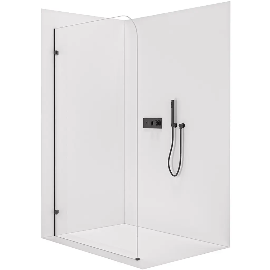 CERANO Sprchová zástěna Walk-in Orbis L/P 8 mm černá matná, transparentní sklo 70x200 CER-682081
