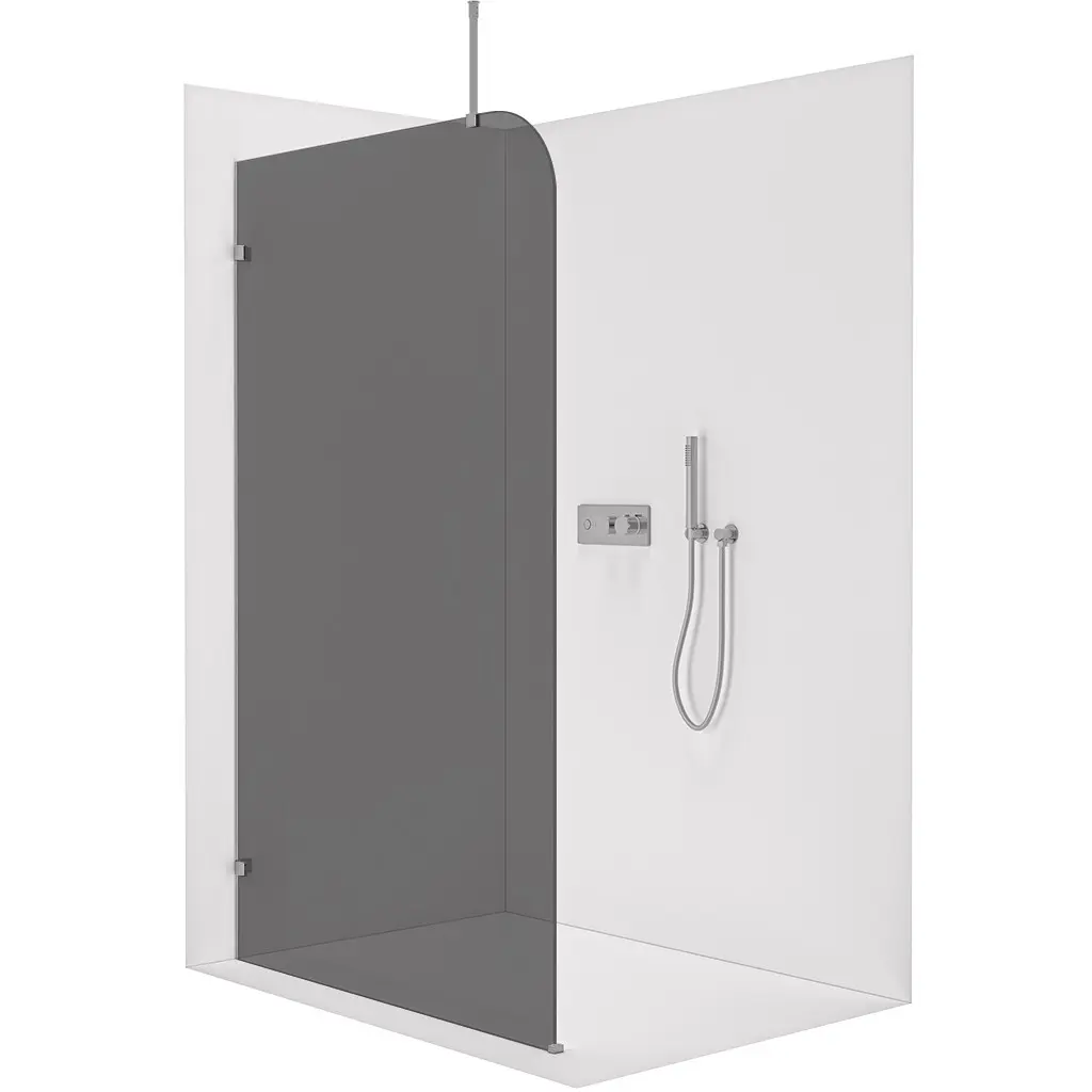 Sprchová zástěna Walk-in Orbis Top Round L/P - 8 mm - kulatá vzpěra - chrom, grafitové sklo - 130x200 cm