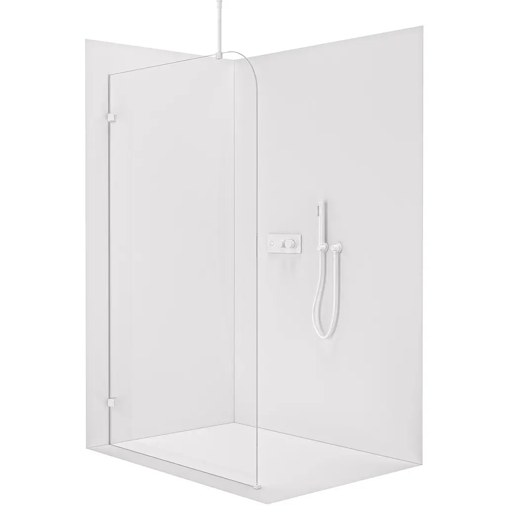 Sprchová zástěna Walk-in Orbis Top Round L/P - 8 mm - kulatá vzpěra - bílá matná, transparentní sklo - 120x200 cm