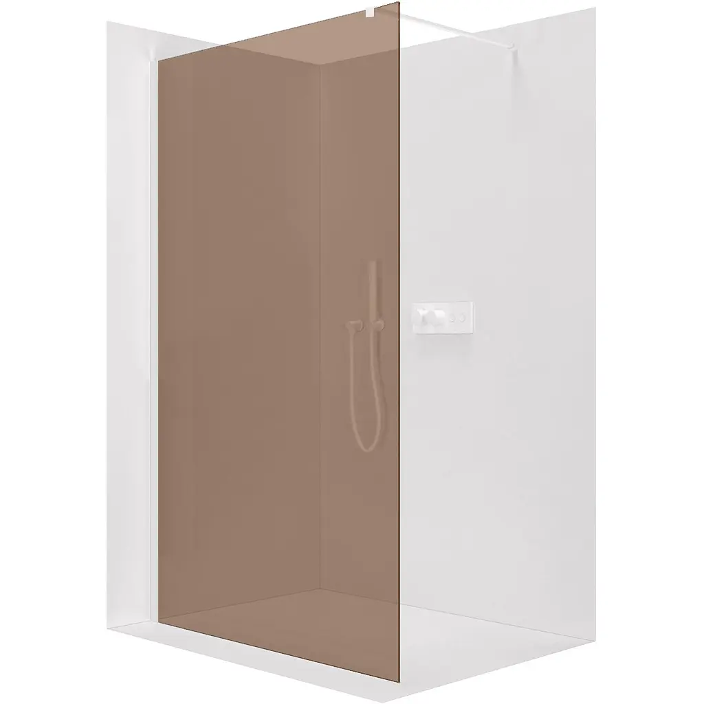 CERANO Sprchová zástěna Walk-in Onyx Cube L/P 8 mm hranatá vzpěra bílá matná, bronzové sklo 100x200 CER-686584