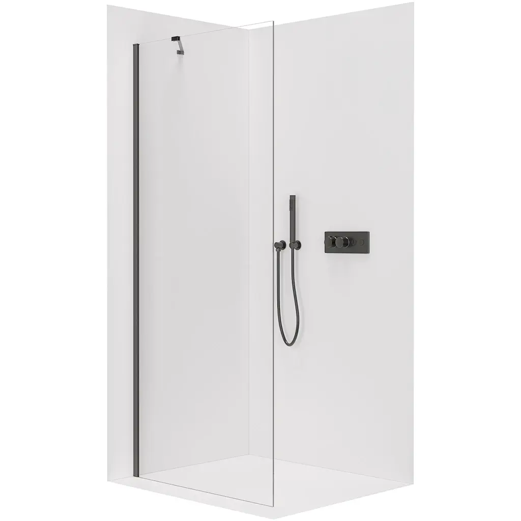 CERANO Sprchová zástěna Walk-in Onyx Y L/P 8 mm černá matná, transparentní sklo 80x200 CER-8050BD1174