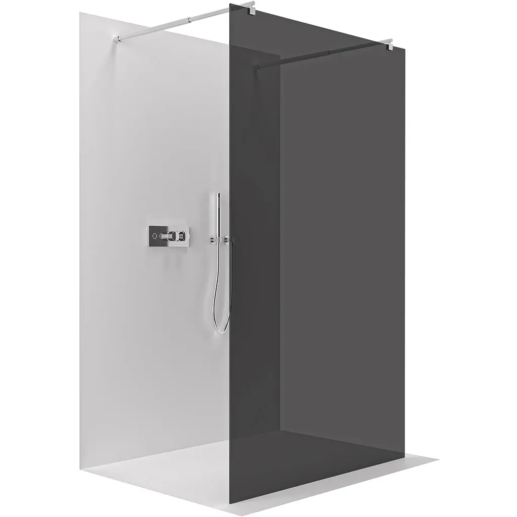 Sprchová zástěna Walk-in Onyx Duo L/P - 8 mm - kulatá vzpěra - chrom, grafitové sklo - 90x200 cm