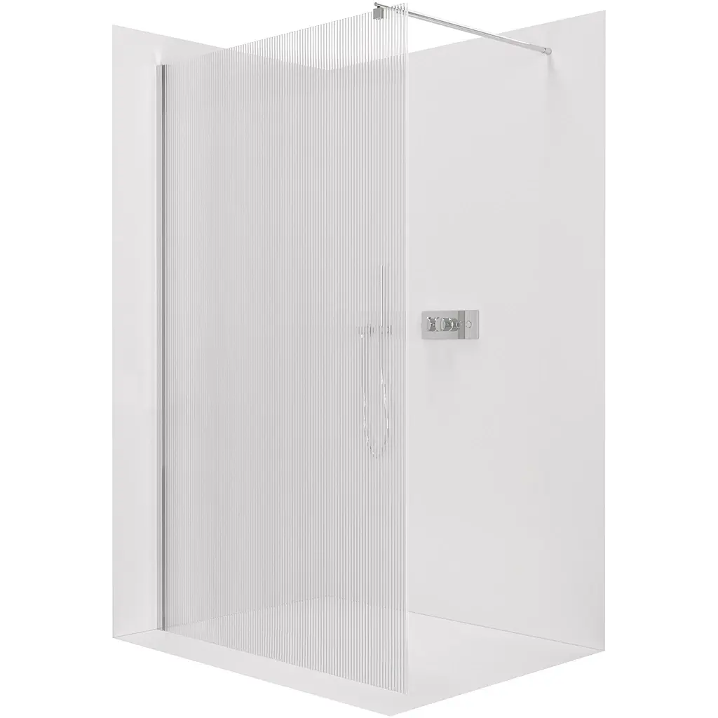 CERANO Sprchová zástěna Walk-in Onyx Round L/P 8 mm kulatá vzpěra chrom, rýhované sklo 60x200 CER-8050BD327