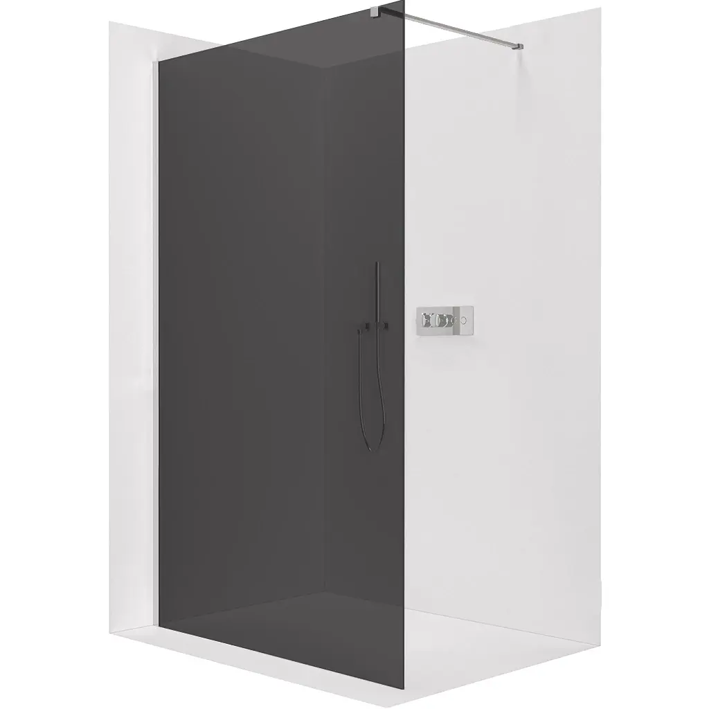 Sprchová zástěna Walk-in Onyx Cube L/P - 8 mm - hranatá vzpěra - chrom, grafitové sklo - 100x200 cm