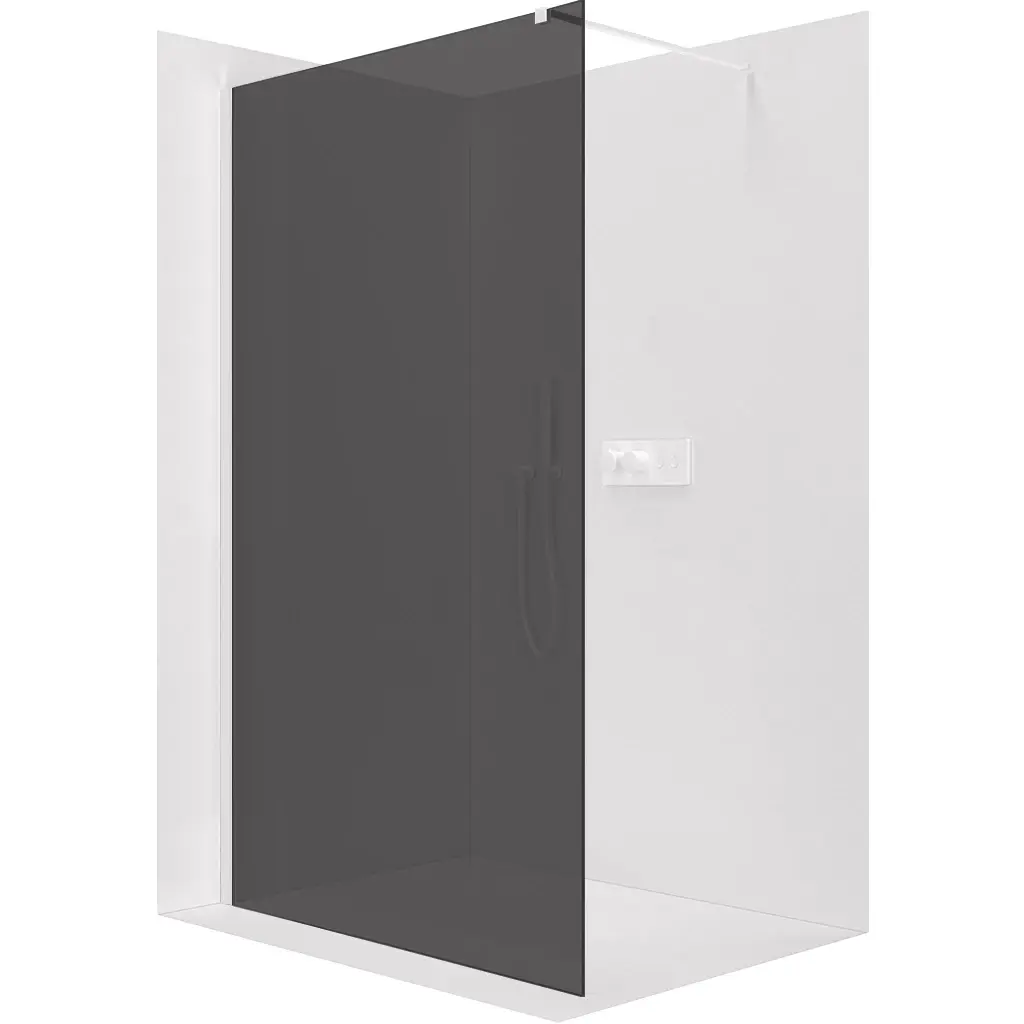 Sprchová zástěna Walk-in Onyx Cube L/P - 8 mm - hranatá vzpěra - bílá matná, grafitové sklo - 150x200 cm