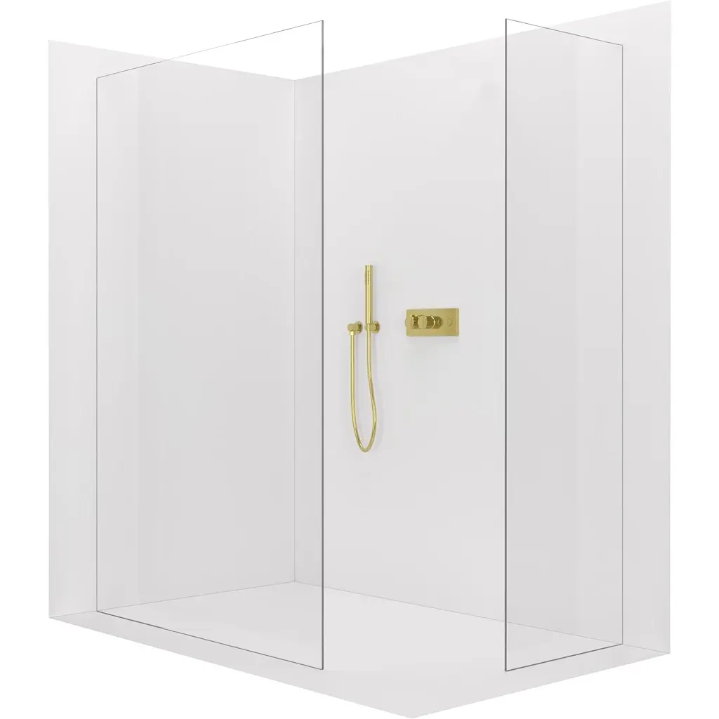 CERANO Sprchová zástěna Walk-in Crystal T L/P 8 mm bezvzpěrový systém zlatá, transparentní sklo 70x60x200 CER-8050BD5707