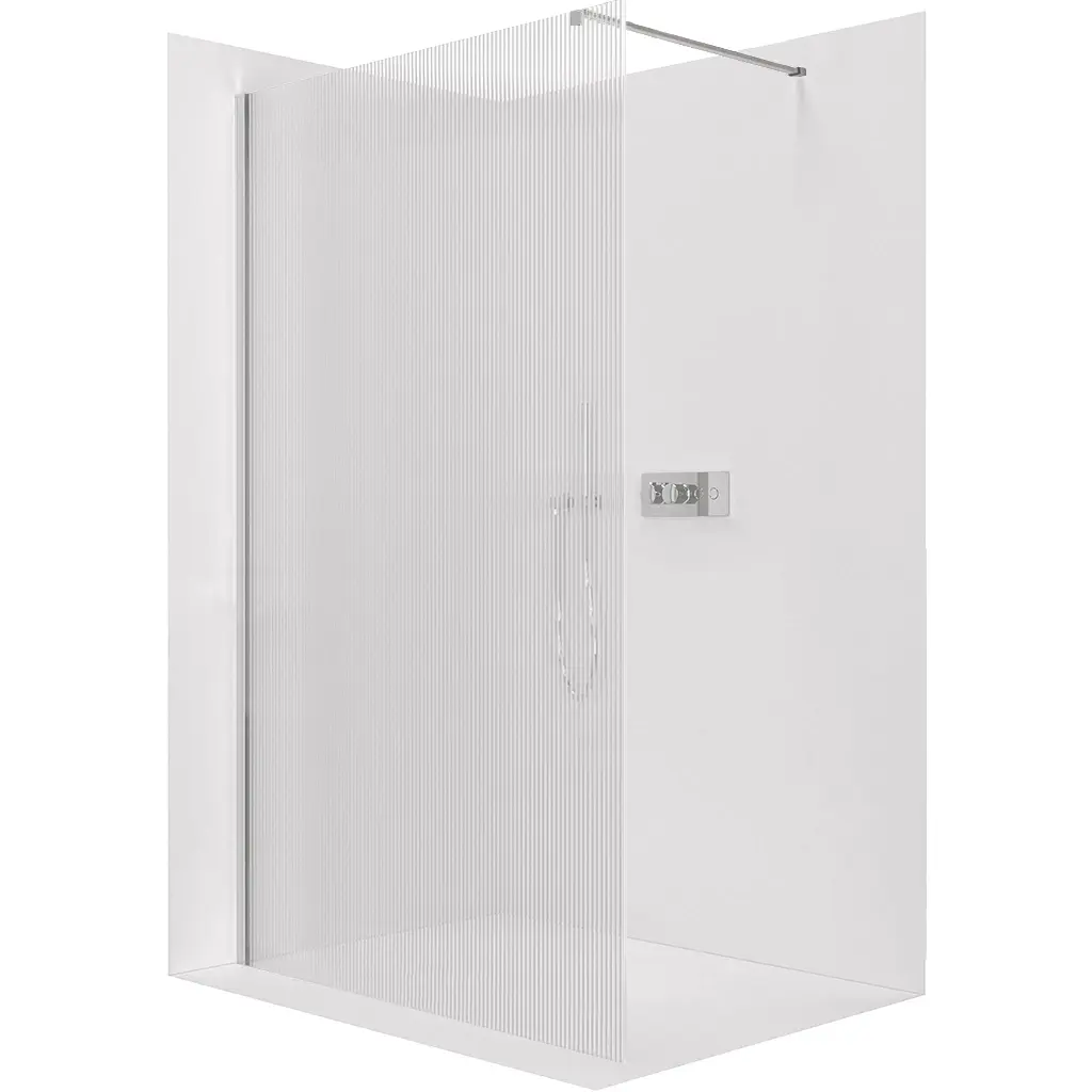 CERANO Sprchová zástěna Walk-in Onyx Cube L/P 8 mm hranatá vzpěra chrom, rýhované sklo 120x200 CER-8050BD582