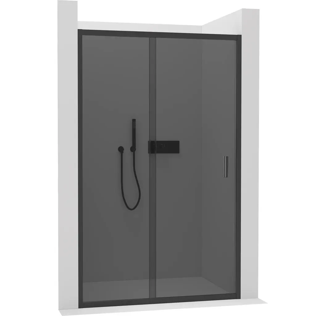 CERANO Sprchové posuvné dveře Varone LINE L/P 6 mm černá matná, grafitové sklo 160x195 CER-8050BD7552