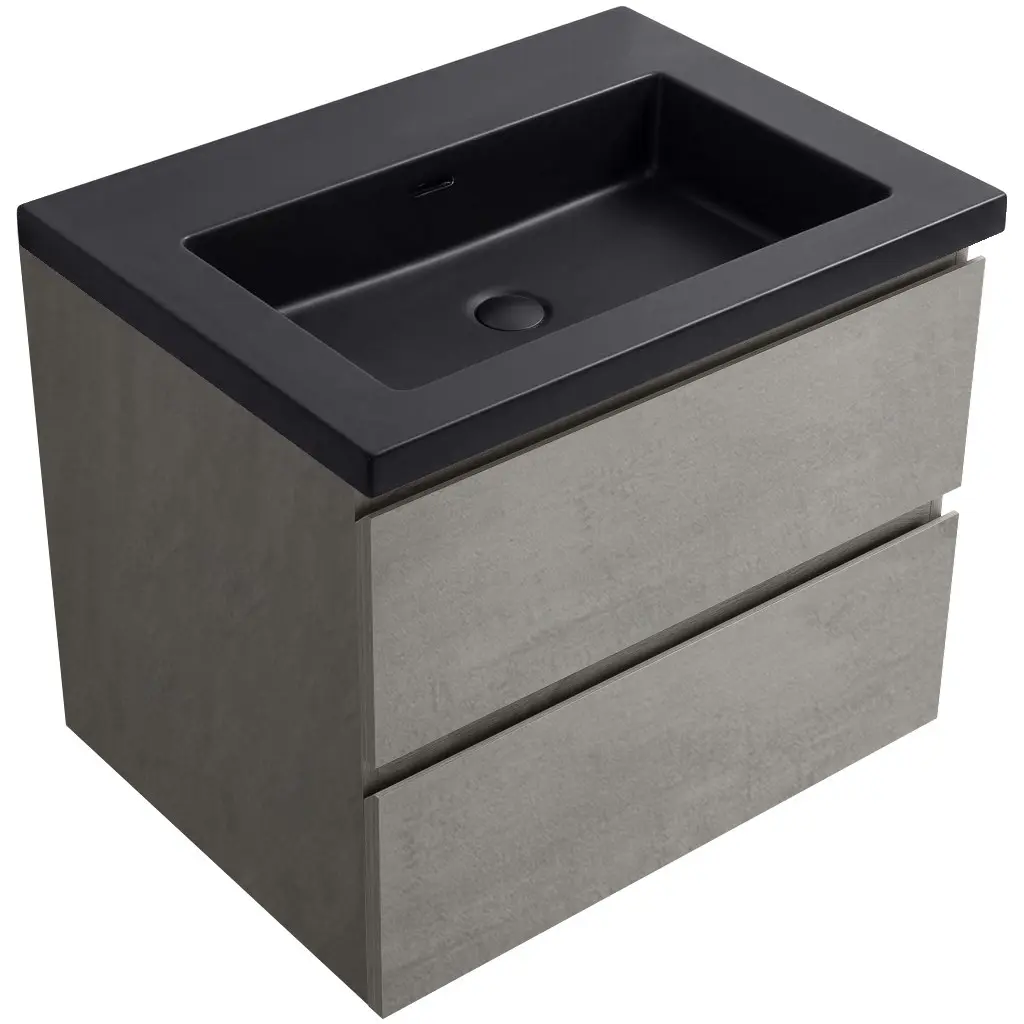 CERANO Koupelnová skříňka Carole betonově šedá + umyvadlo z lit. mramoru Ovo černá matná 60,5x53x46,5 CER-8050BD85866