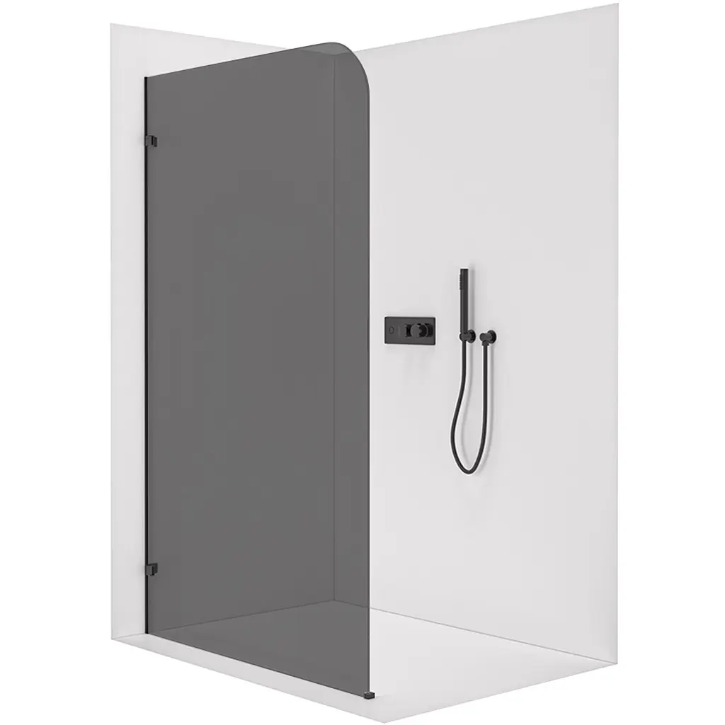 Sprchová zástěna Walk-in Orbis L/P - 8 mm - černá matná, grafitové sklo - 80x200 cm