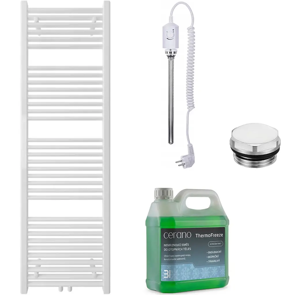 CERANO Koupelnový elektrický radiátorový set Lincoln 300W bílá matná 1600x500 mm CER-978871