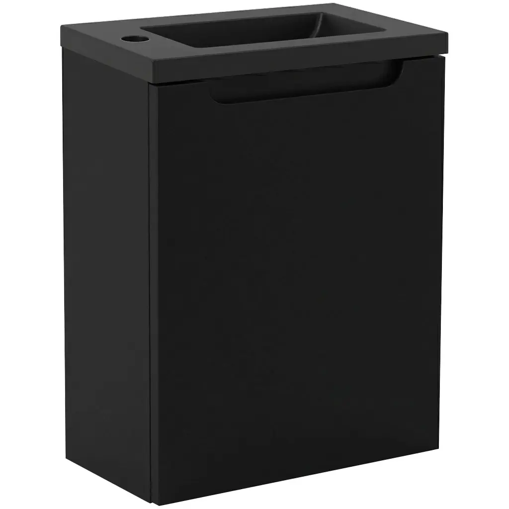 CERANO Umyvadlová skříňka pro WC Sora černá matná + umyvadlo z lit. mramoru černá matná 40x57,5x22 CER-999993