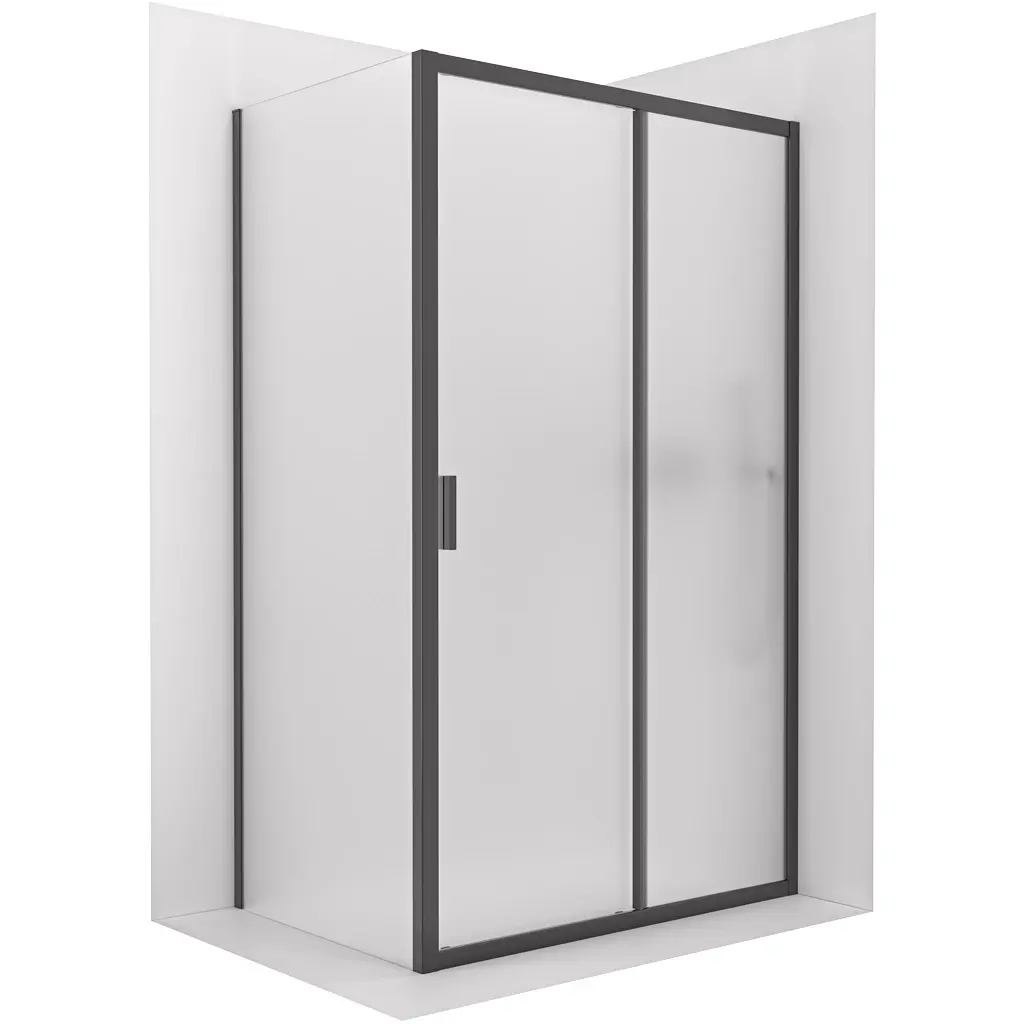 CERANO Sprchový kout Varone LINE L/P 6 mm černá matná, mléčné sklo 90x70 posuvný CER-DY505-9106
