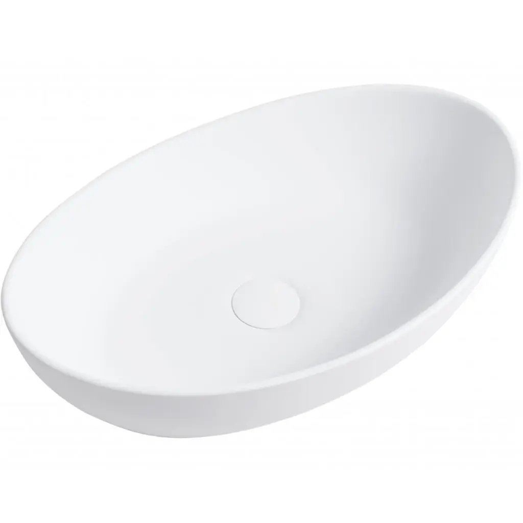 CERANO Umyvadlo z litého mramoru Gaia na desku bílá matná 55,5x35 CER-WB12