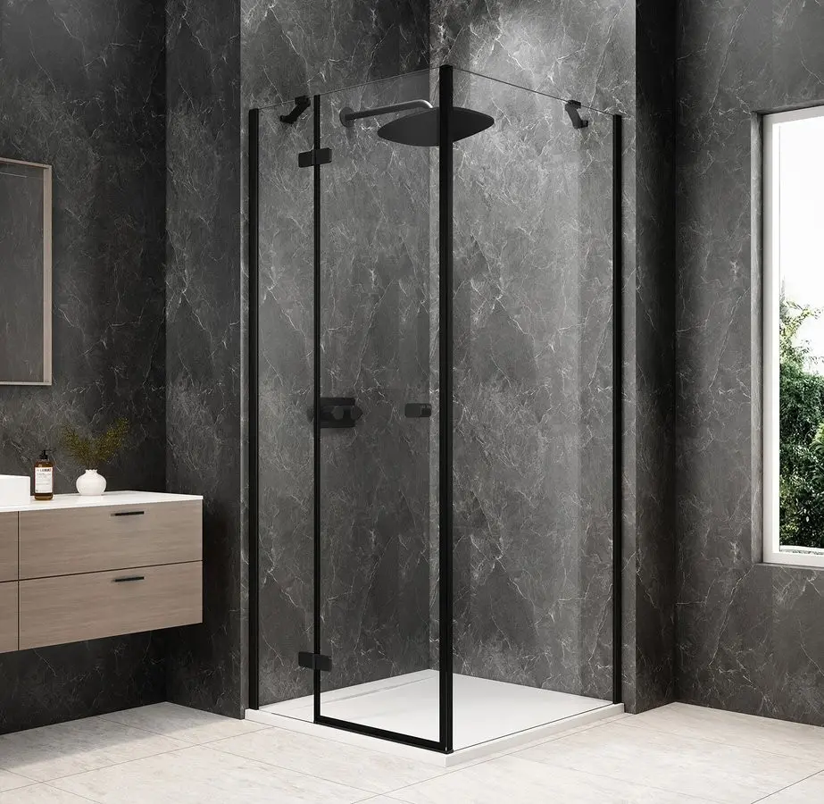 POLYSAN GLOBE BLACK čtvercový sprchový kout 1000x1000, čiré sklo, levé GB1010-3415LB