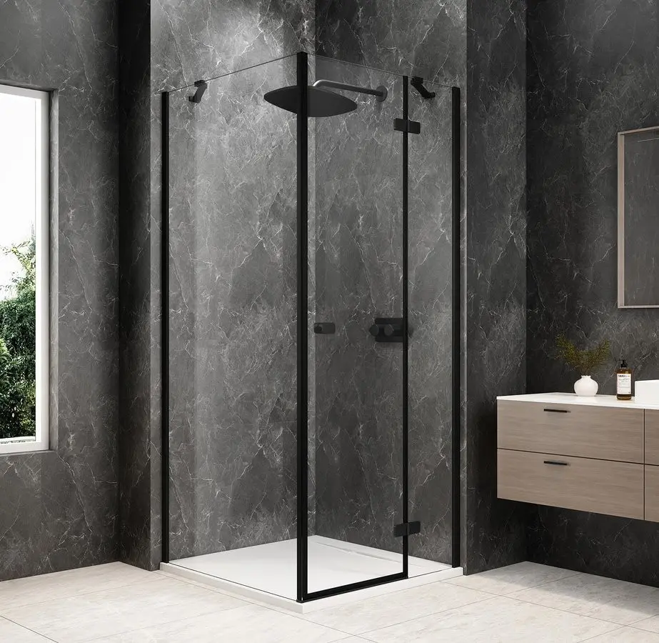 POLYSAN GLOBE BLACK čtvercový sprchový kout 1000x1000, čiré sklo, pravé GB1010-3415RB