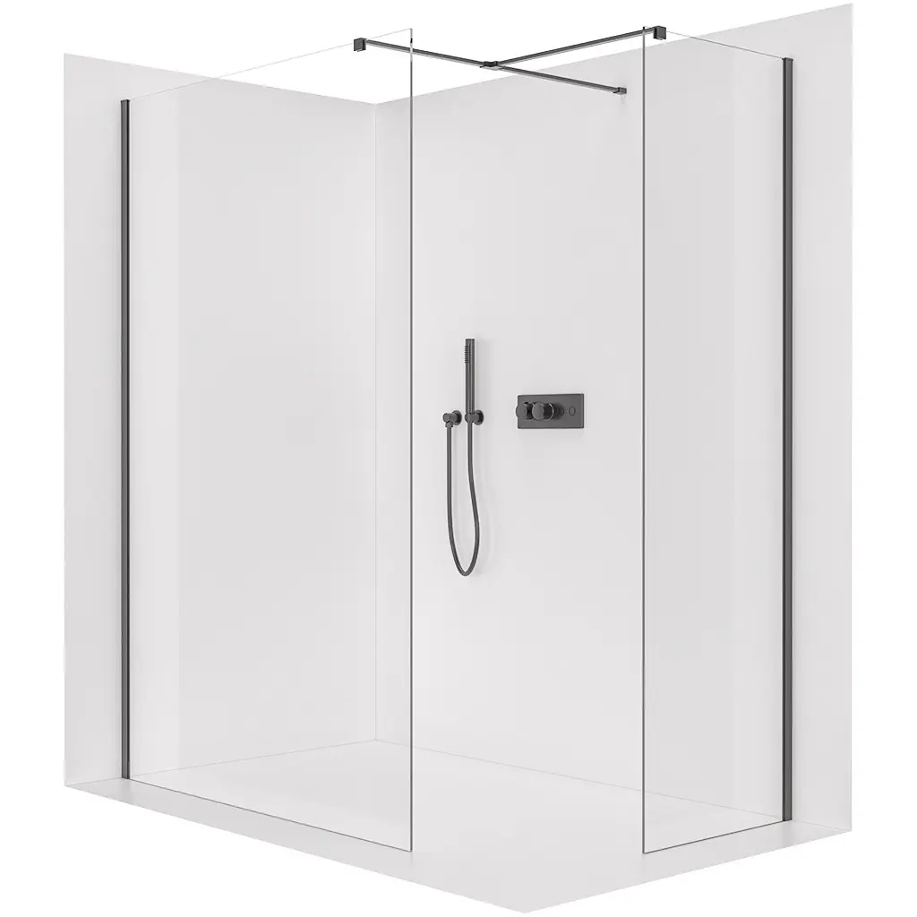 CERANO Sprchová zástěna Walk-in Onyx T L/P 8 mm hranatá vzpěra černá matná, transparentní sklo 160x70x200 CER-8050BD2859