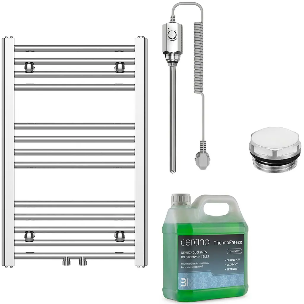 CERANO Koupelnový elektrický radiátorový set Benito 300W chrom 700x450 mm CER-041022