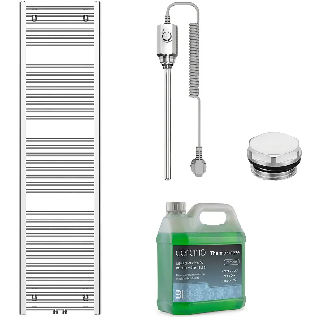 Koupelnový elektrický radiátorový set Benito - 600W - chrom - 1700x450 mm