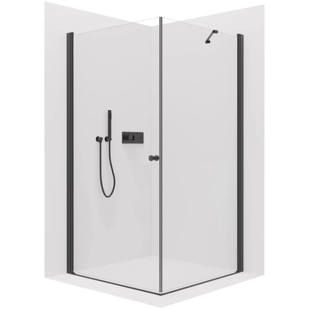 Sprchový kout Antelo L/P - 6 mm - černá matná, transparentní sklo - 70x40x190 cm - otočný