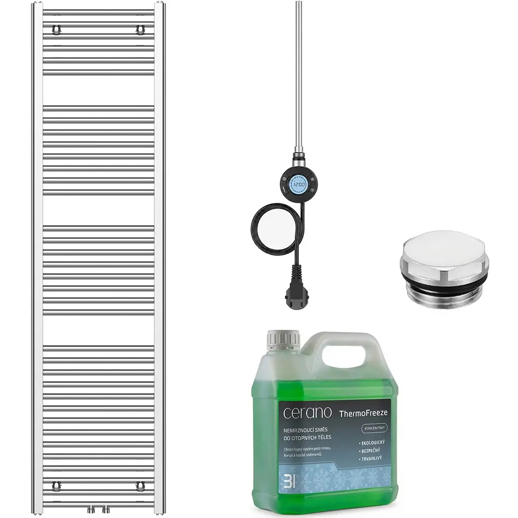 Koupelnový elektrický radiátorový set Benito - WIFI - 600W - chrom - 1700x450 mm