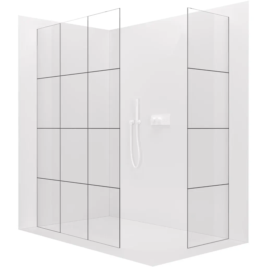 CERANO Sprchová zástěna Walk-in Crystal T L/P 8 mm bezvzpěrový systém bílá matná, industriální sklo 160x150x200 CER-8050BD5521