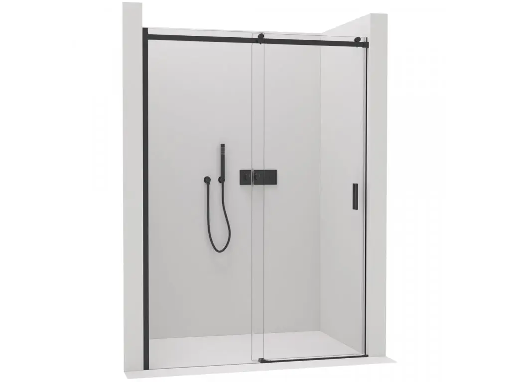 CERANO Sprchové posuvné dveře Santoro L/P 8 mm černá matná, transparentní sklo 100x195 CER-8050BD7258