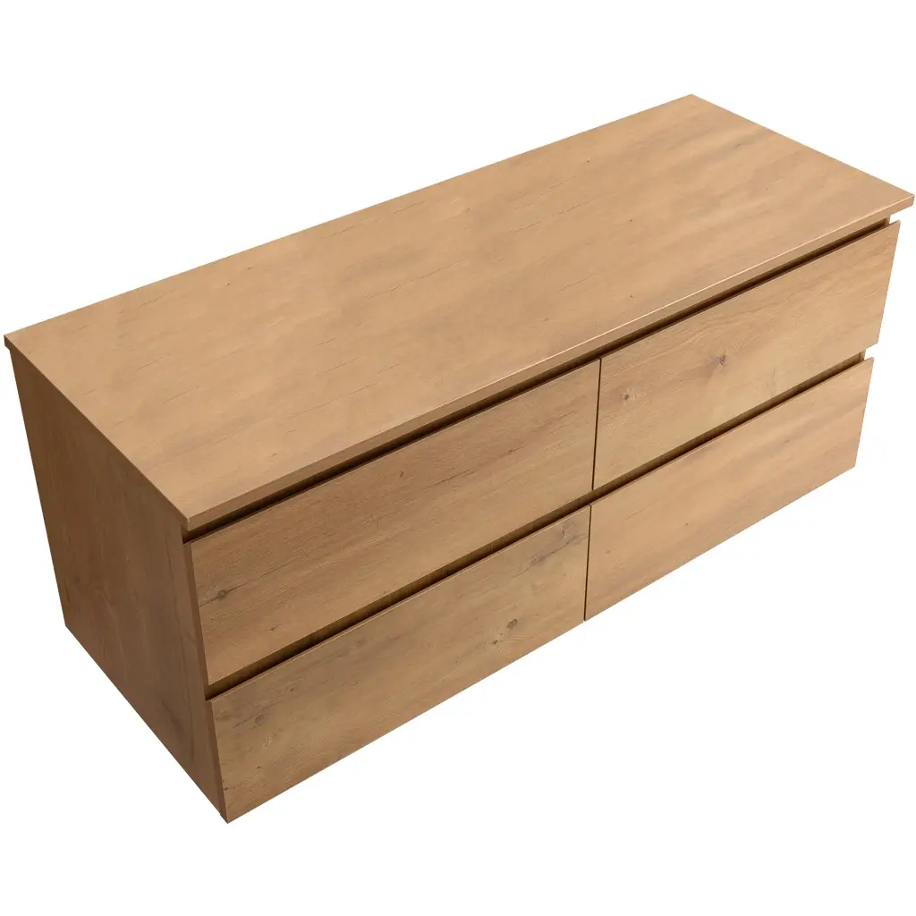CERANO Koupelnová skříňka Carole + deska pod umyvadlo Navira Slim 18 mm dub medový 140x49,8x46 CER-8050BD82823