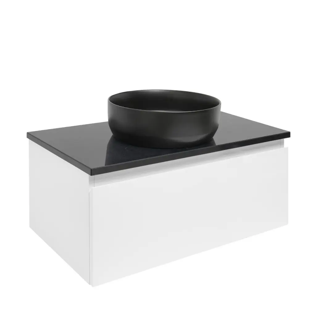 Koupelnová skříňka SAT B-WAY 79x30x45 cm bílá lesk s krycí deskou v černé barvě BWAY80WTK BWAY80WTK
