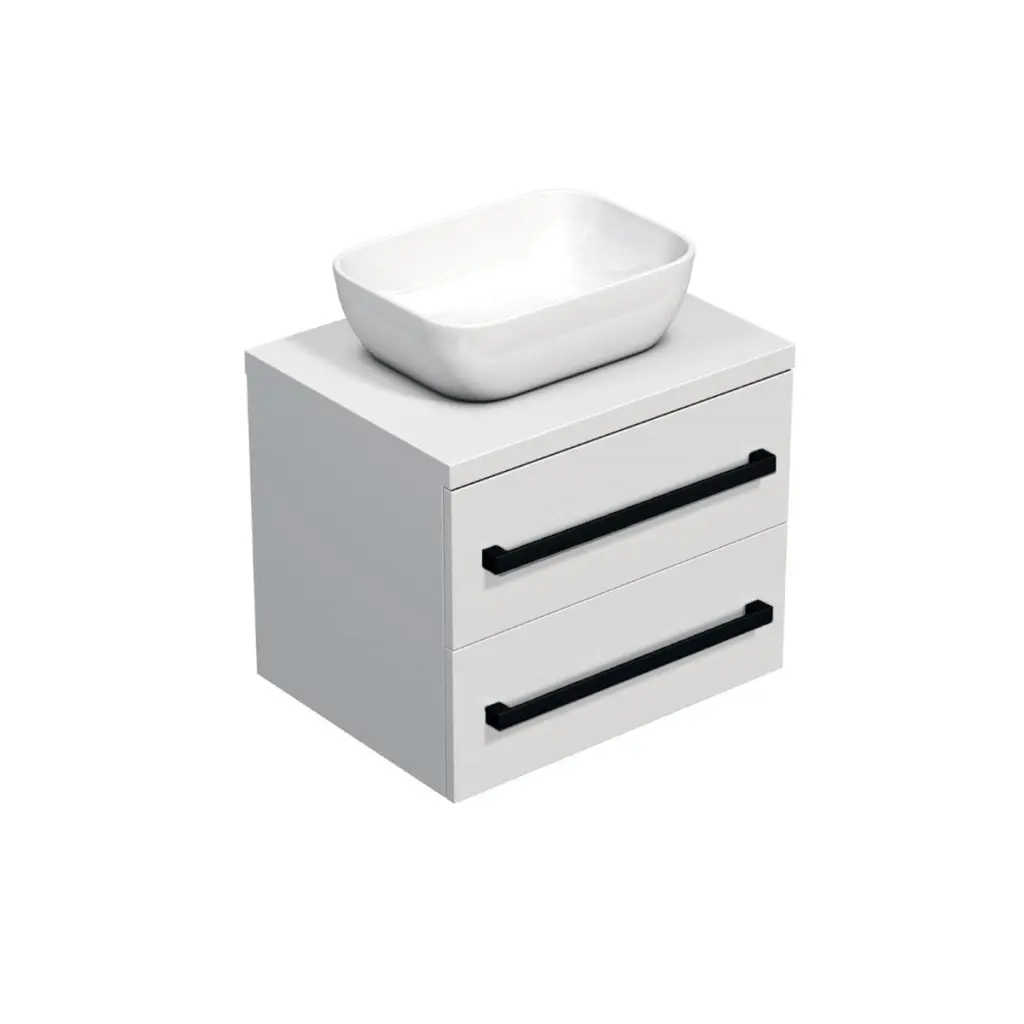 Koupelnová skříňka s černou úchytkou a krycí deskou SAT Cube Way 60x47,5x46 cm bílá lesk CUBE46C1603BI45 CUBE46C1603BI45