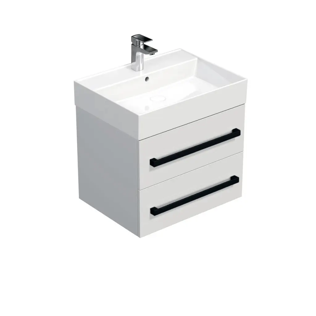 Koupelnová skříňka s černou úchytkou a umyvadlem SAT Cube Way 60x53x46 cm bílá lesk CUBE46C602BISAT CUBE46C602BISAT